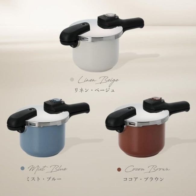 AZ-7586 カラーファーム ステンレス製三層底圧力鍋3.5L(リネン・ベージュ)
