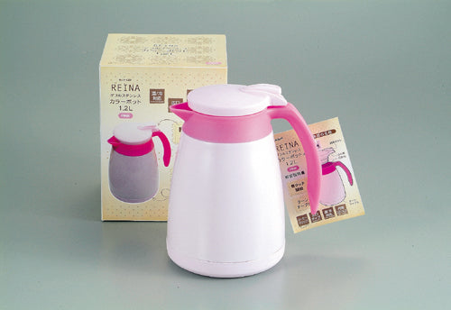 H-6301 レイナ ダブルステンレスカラーポット1.2L(ピンク)