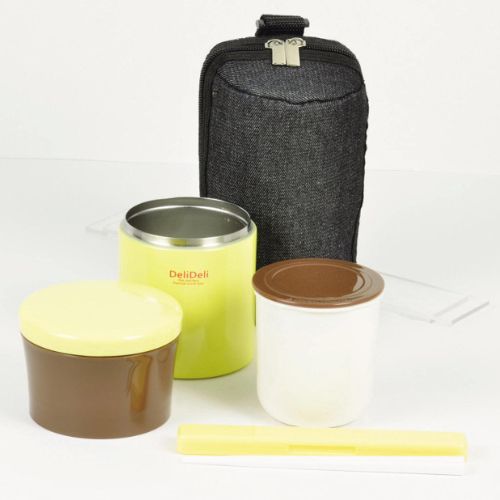 HB-3314 デリデリ ステンレスランチジャー370バッグ付(イエロー)