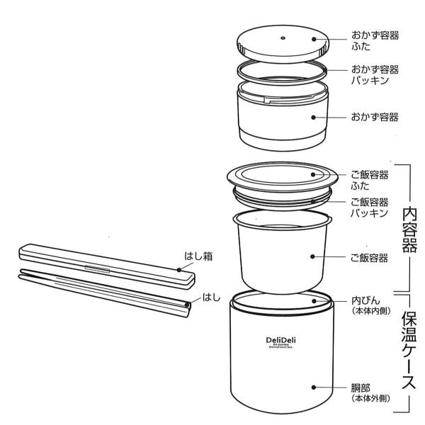 HB-3314 デリデリ ステンレスランチジャー370バッグ付(イエロー)