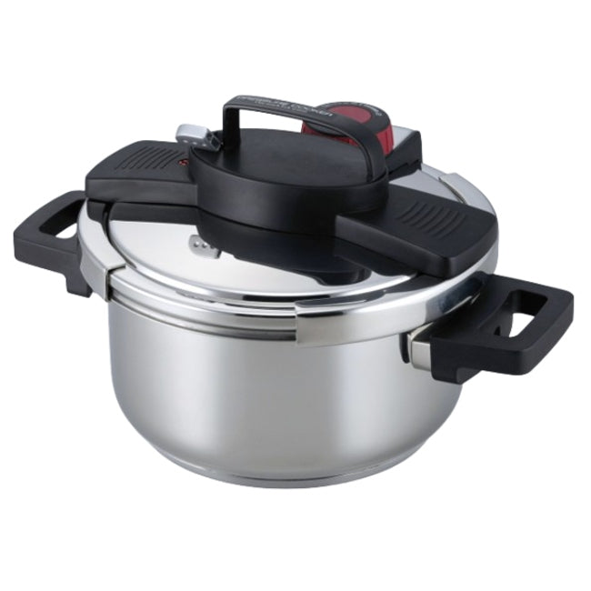 HB-379 A.3層底ワンタッチレバー圧力鍋4.5L(ガラス蓋付)