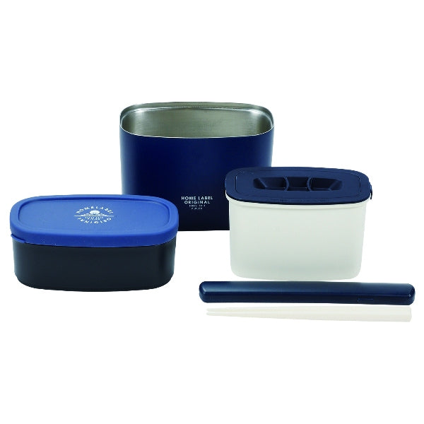 HB-5444 ホームレーベル ステンレススリムランチジャー890バッグ付(ネイビー)