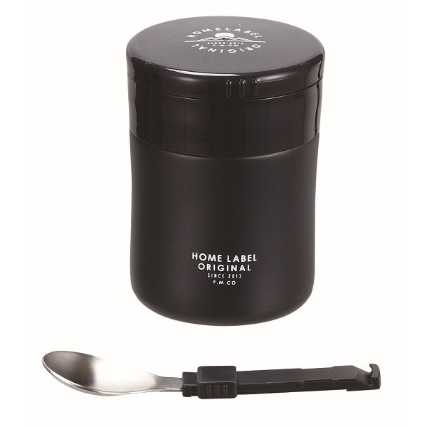 HB-5454 ホームレーベル フードマグ280(スプーン付)(ブラック)