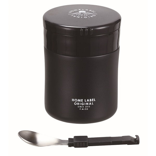 HB-5457 ホームレーベル フードマグ400(スプーン付)(ブラック)