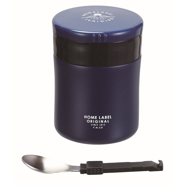 HB-5458 ホームレーベル フードマグ400(スプーン付)(ネイビー)