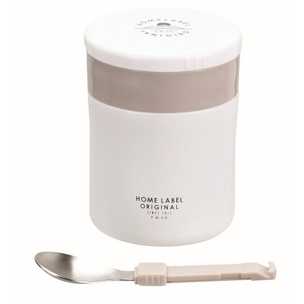 HB-5459 ホームレーベル フードマグ400(スプーン付)(ホワイト)