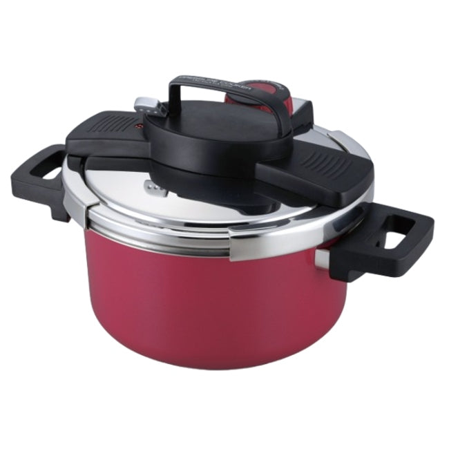 HB-381　A.アルミIH対応ワンタッチレバー圧力鍋4.2L(内面ふっ素加工)(ガラス蓋付)