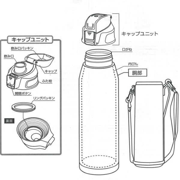 HB-5248　チャージャーネオ　ダイレクトボトル800(ブルー×ブラック)ポーチ付