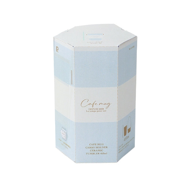 HC-1402　カフェマグ　キャリーホルダー付セラミックストロータンブラー450ml(ミントホワイト)