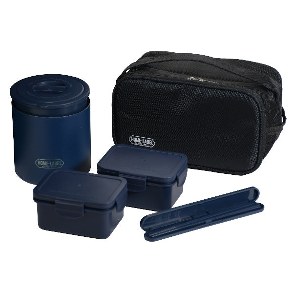 HC-7　ホームレーベル　ステンレスランチジャー520バッグ付(ネイビー)
