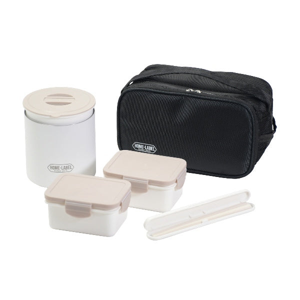 HC-8　ホームレーベル　ステンレスランチジャー520バッグ付(ホワイト)